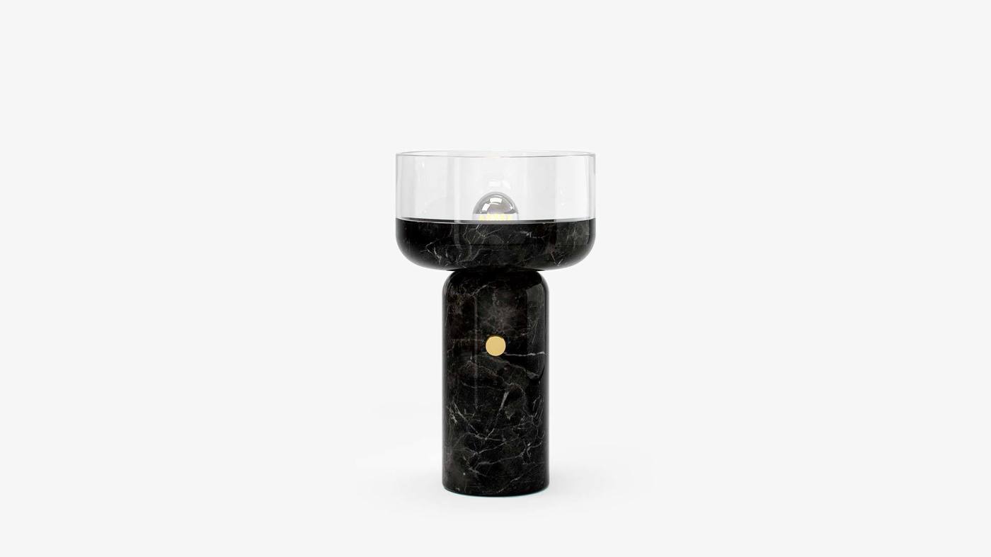 Contemporary Black Marble Table Lamp - Andromeda Coppa by Ekaterina Elizarova