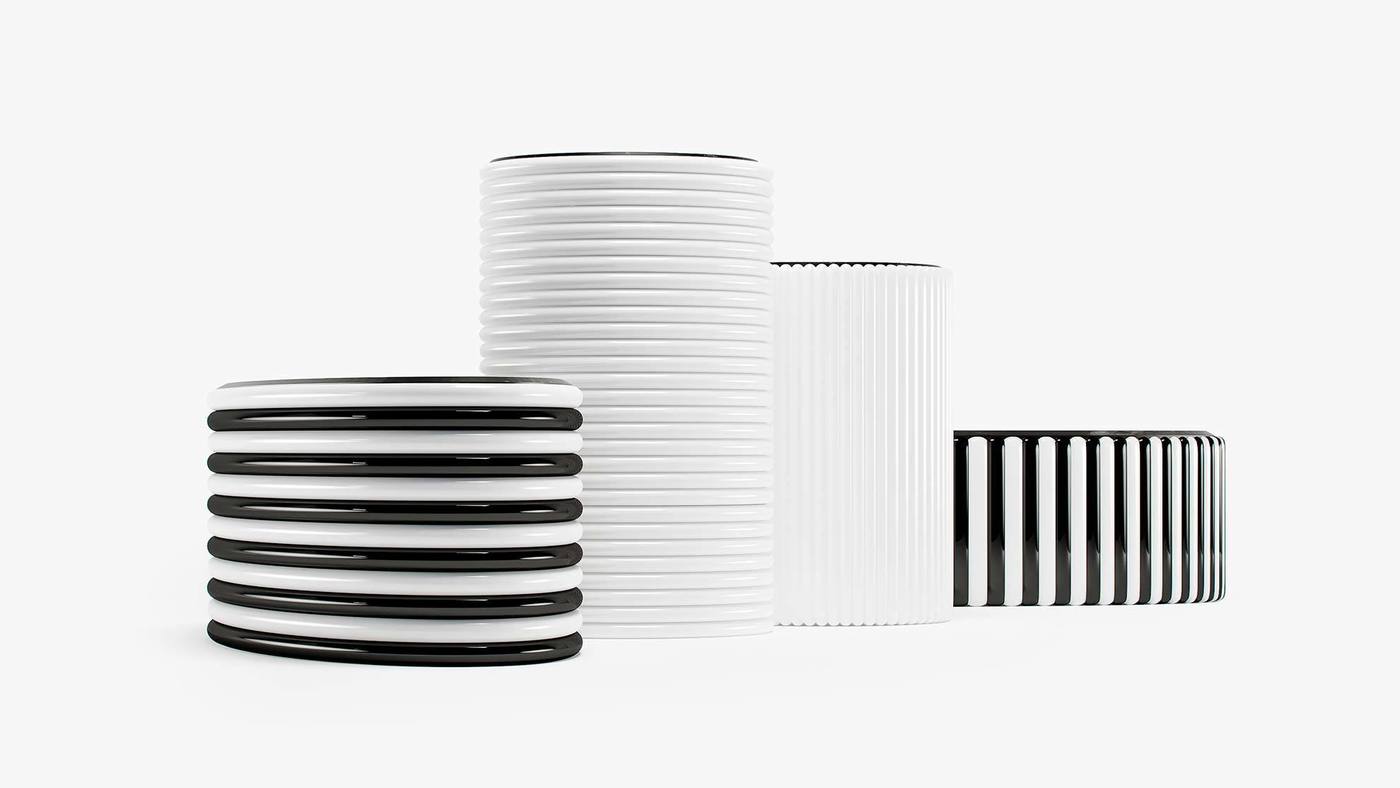 Дизайнерские чёрно-белые кофейные столики - B&W от Екатерины Елизаровой