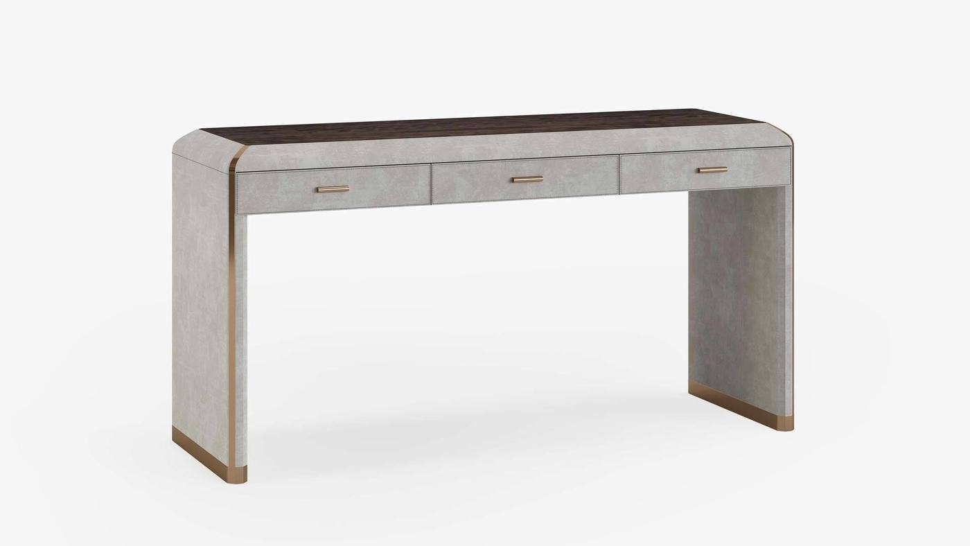 Designer Bedroom Desk with Flat-Upholstered Drawers - Orion Console by Ekaterina Elizarova and Capital Collection