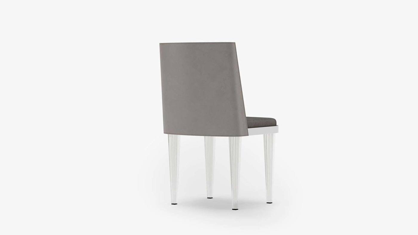 Grey Leather Upholstered Chair Design - Crystal Dreams by Ekaterina Elizarova