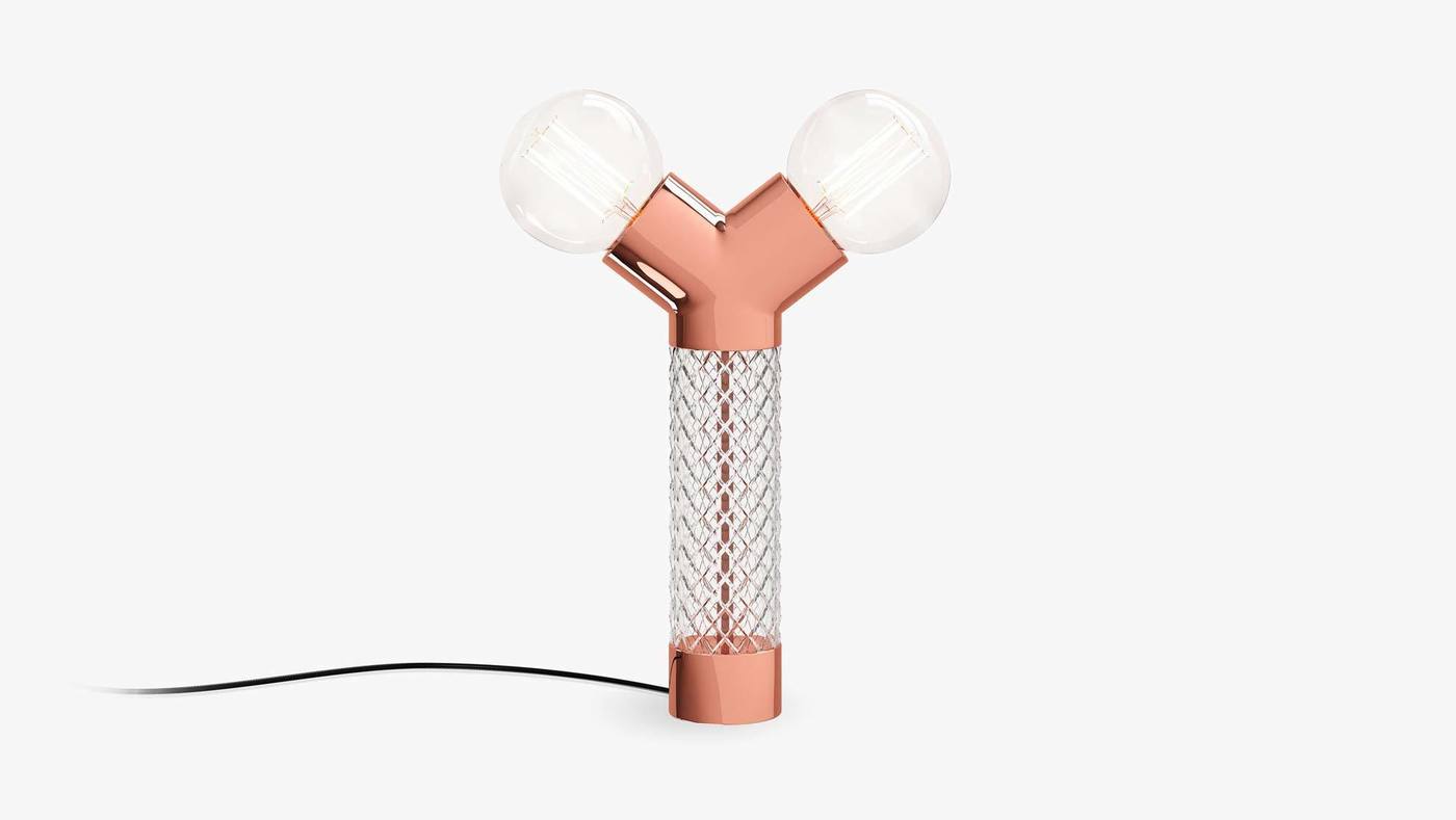 Медного оттенка двухголовый настольный светильник - Dual от Екатерины Елизаровой