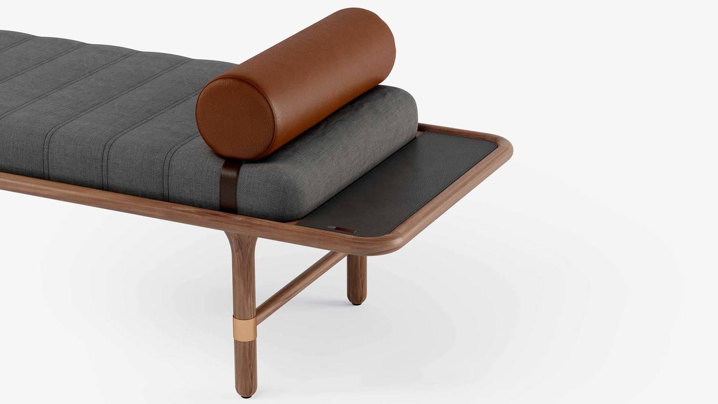 Walnut Bench with Cushion Seat - Manhattan Daybed by Ekaterina Elizarova