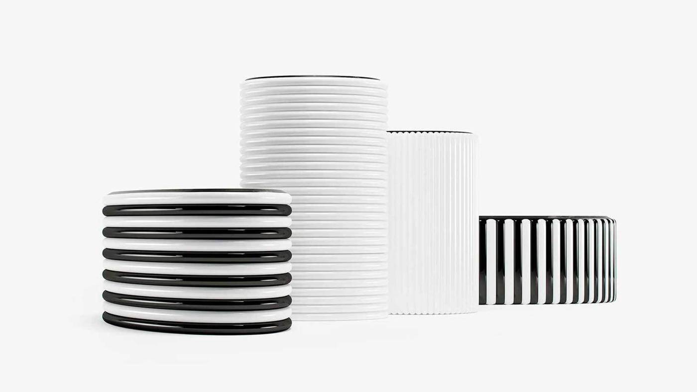 Дизайнерские чёрно-белые кофейные столики с мраморной столешницей B&W от Екатерины Елизаровой