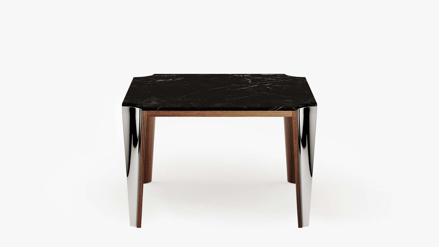 Дизайнерский столик со столешницей из чёрного мрамора Marquina - Niagara от Екатерины Елизаровой