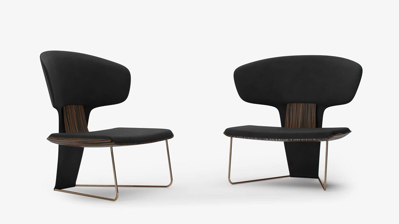 Чёрное мягкое дизайнерское кресло с низкой посадкой - Orchid от Екатерины Елизаровой