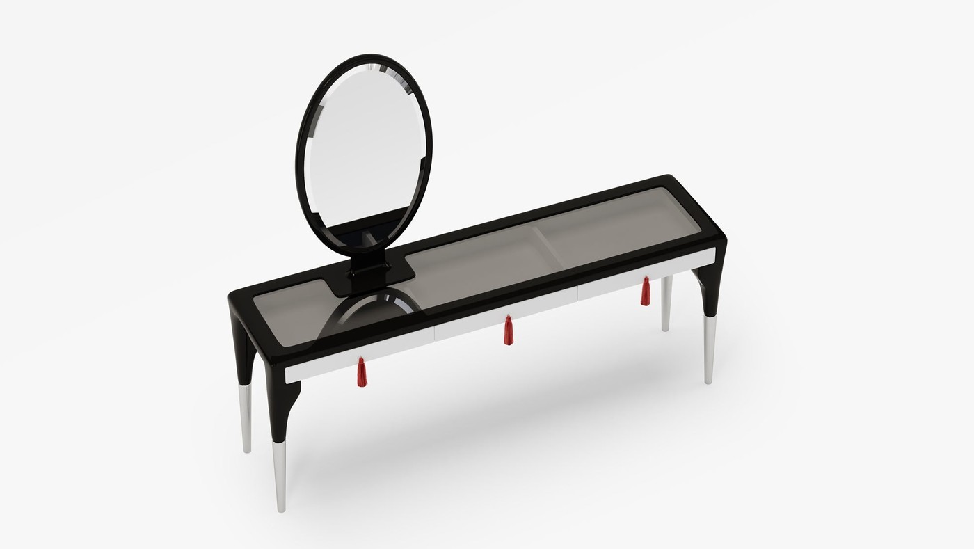 Designer Makeup Desk with Transparent Table Top - Secret Passion 2.0 by Ekaterina Elizarova